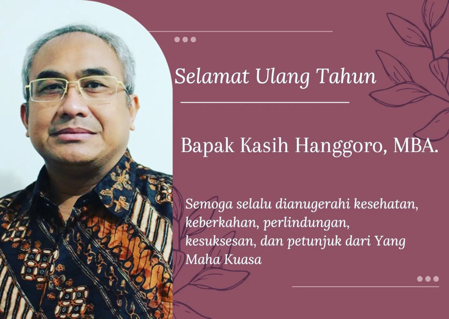 Selamat Ulang Tahun kami ucapkan untuk Ketua Yayasan Pendidikan Budi Luhur Cakti, Bapak Kasih Hanggoro, MBA.
Tulus kami berdoa semoga Bapak senantiasa dianugerahi kesehatan, keberkahan, perlindungan, kesuksesan, dan petunjuk dari Yang Maha Kuasa 🙏
#kampusbudiluhur
#salambudiluhur
#budiluhur
#fissigubl
#ulangtahun